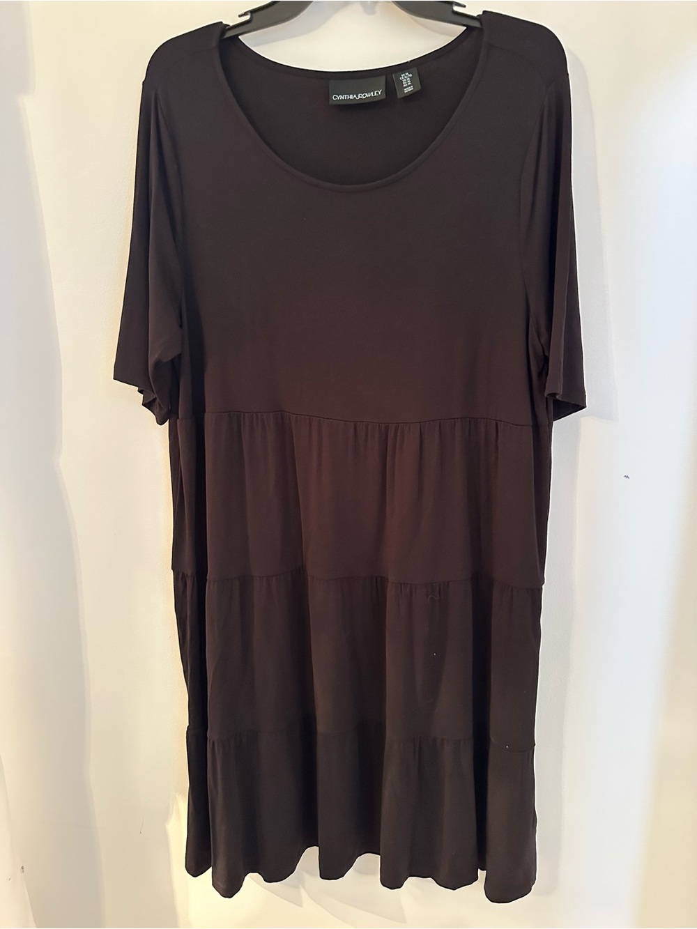 Cynthia Rowley LBD Short Sleeve Tiered Mini Dress Size XL